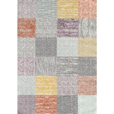 WALL-TO-WALL 5 x 7 ft. Chelsea Collection Power Loom Machine Made Madison Multicolored Plaid Rectangle Rug WA2607044